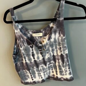 Lucky Brand Black and White Tie-Dye Tank Top